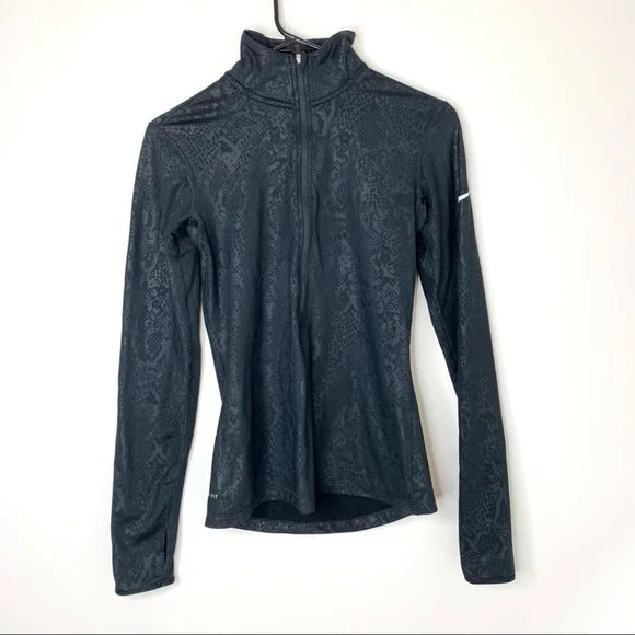 Nike Dri-Fit Black Embossed Snake Print Pullover Size Small - Picture 2 of 5